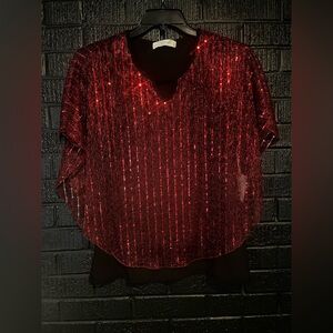 Elegant Red Sequin Blouse